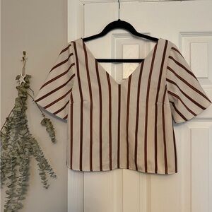 Women’s Striped White, Orange and Black Blouse